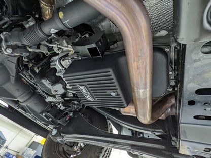 CAST TRANS PAN, DODGE 845RE & 8HP70, - B&M Hi-Tek Deep Heavy Duty Transmission Pan -  Black