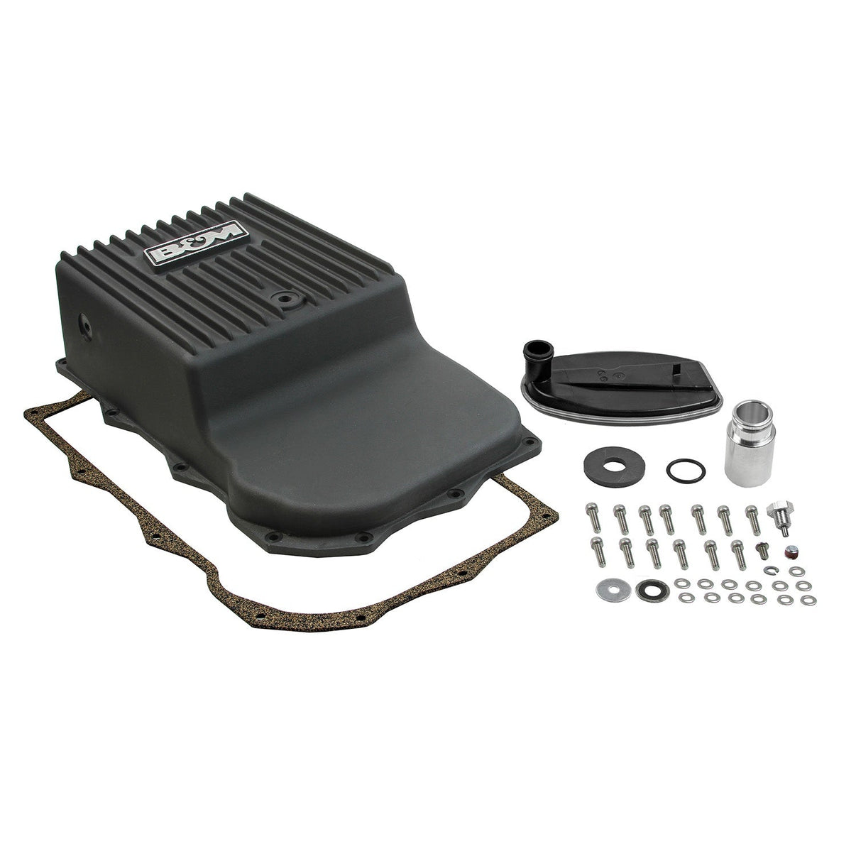 B&M Hi-Tek Deep Heavy Duty Transmission Pan - ZF 845RE/850RE/8HP70/8HP75 - Black - Photo - Primary Front
