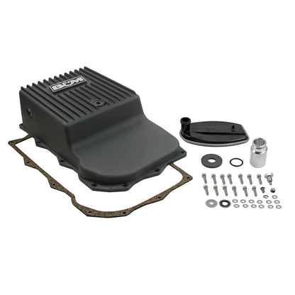 B&M Hi-Tek Deep Heavy Duty Transmission Pan - ZF 845RE/850RE/8HP70/8HP75 - Black - Photo - Primary Front