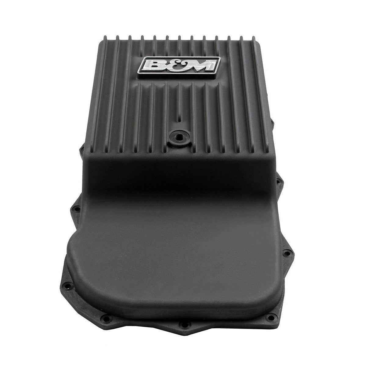 B&M Hi-Tek Deep Heavy Duty Transmission Pan - ZF 845RE/850RE/8HP70/8HP75 - Black - Photo - out of package Top