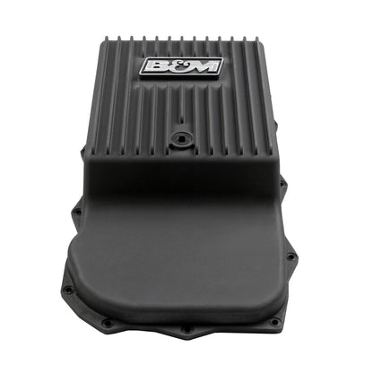 B&M Hi-Tek Deep Heavy Duty Transmission Pan - ZF 845RE/850RE/8HP70/8HP75 - Black - Photo - out of package Top