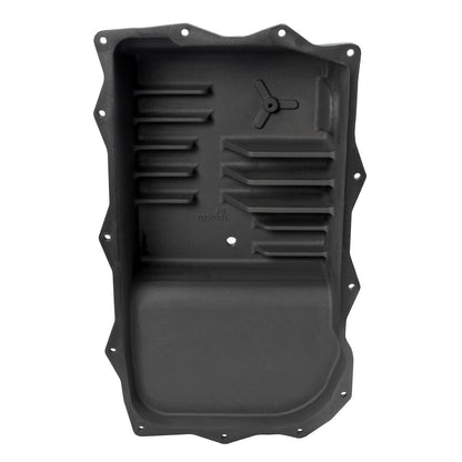 B&M Hi-Tek Deep Heavy Duty Transmission Pan - ZF 845RE/850RE/8HP70/8HP75 - Black - Photo - out of package Side