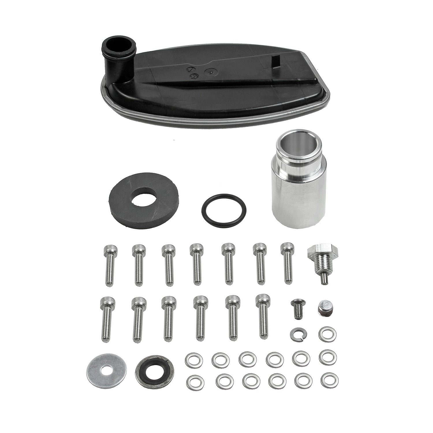B&M Hi-Tek Deep Heavy Duty Transmission Pan - ZF 845RE/850RE/8HP70/8HP75 - Black - Photo - out of package User 1