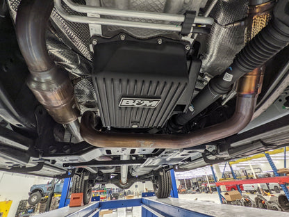 CAST TRANS PAN, DODGE 845RE & 8HP70, - B&M Hi-Tek Deep Heavy Duty Transmission Pan -  Black