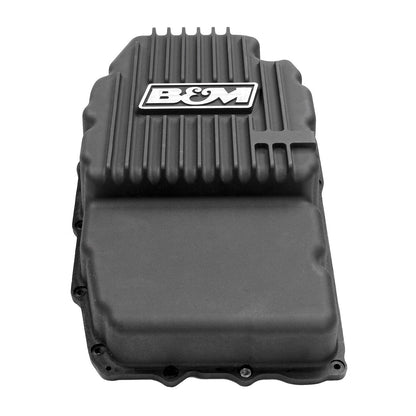 CAST TRANS PAN, 2019+ GM 8L90, BLACK - B&M HI-TEK DEEP TRANSMISSION PAN - Black
