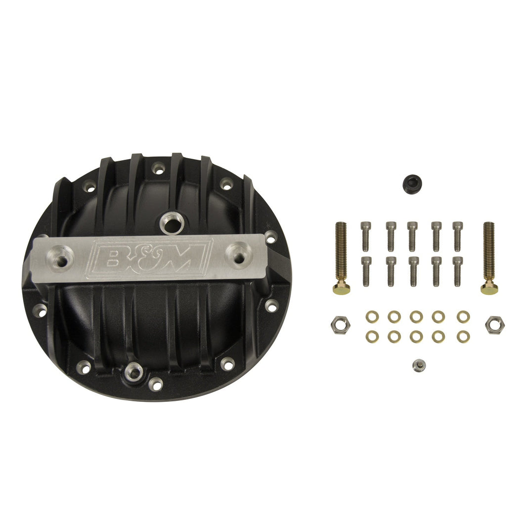 DIFF COVER-BLACK,GM 8.2, 8.5 & 8.6 10 BO - B&M Hi-Tek Aluminum Differential Cover for GM 10-Bolt - Black