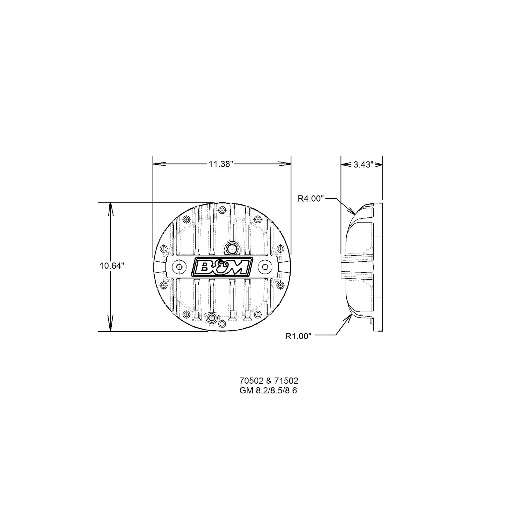 B&M Hi-Tek Aluminum Differential Cover for GM 10-Bolt - Black - Photo - out of package Left