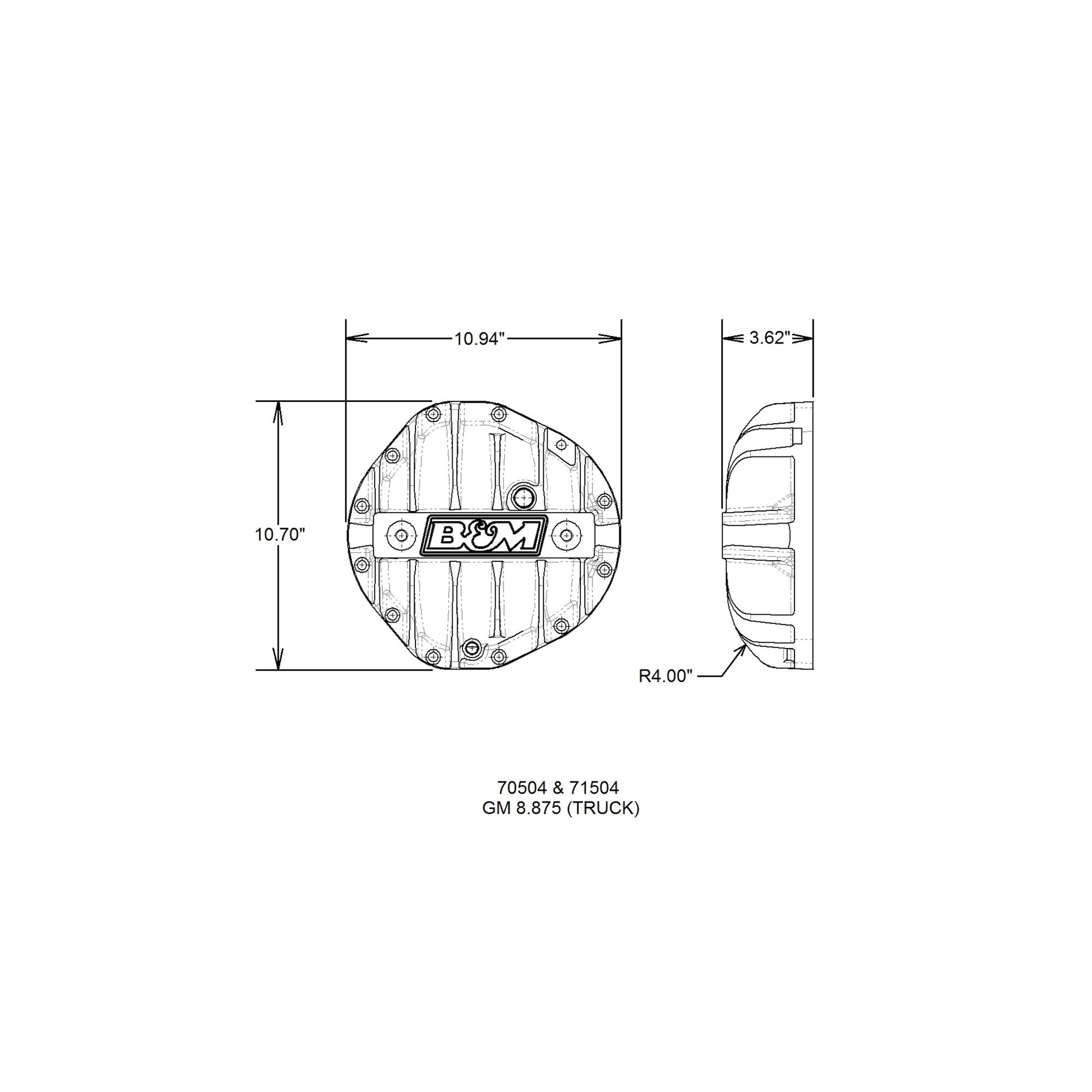B&M Hi-Tek Aluminum Differential Cover for GM 8.875-inch 12-bolt Truck - Black - Photo - out of package Back