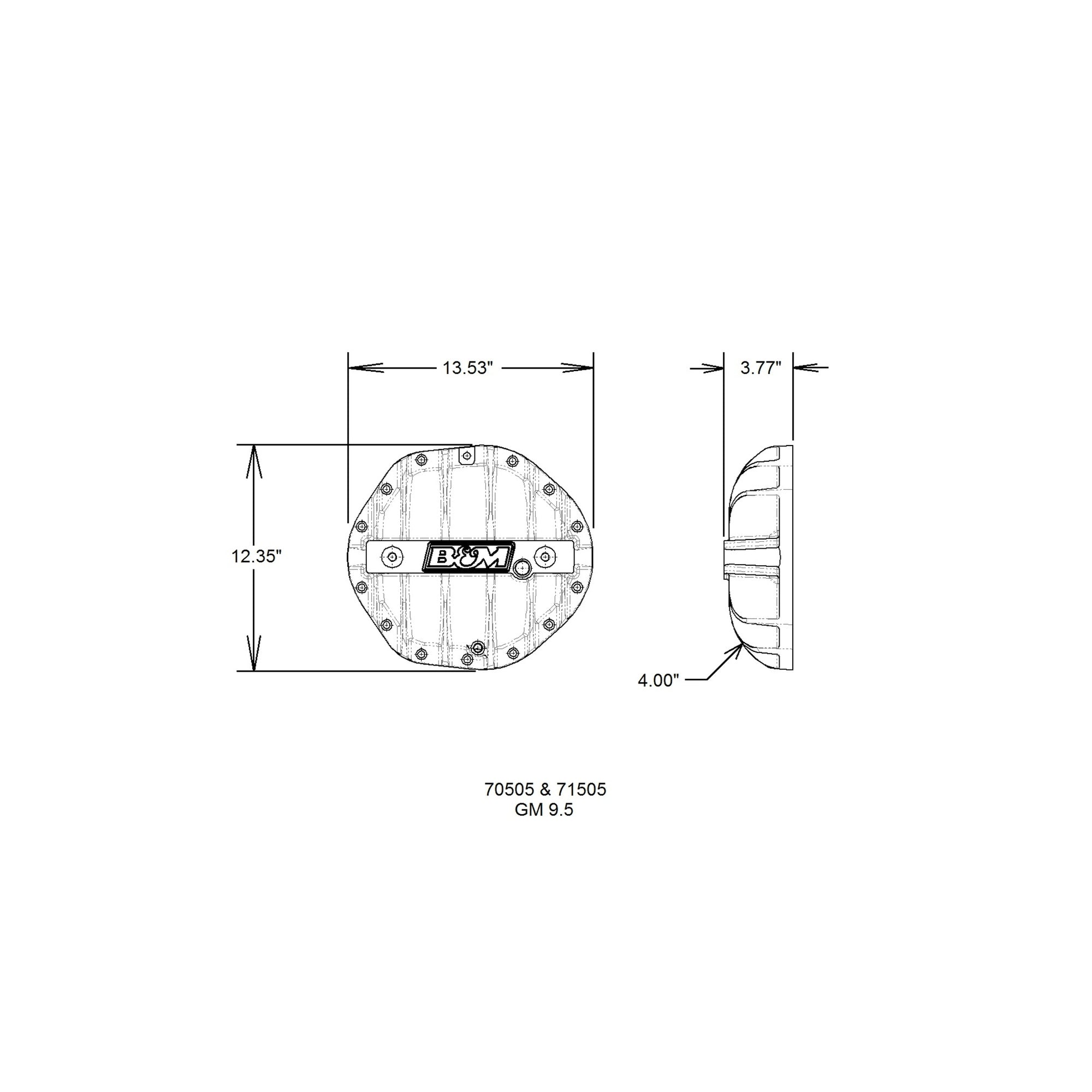 B&M Hi-Tek Aluminum Differential Cover for GM 9.5-inch 14-bolt - Black - Photo - out of package Back