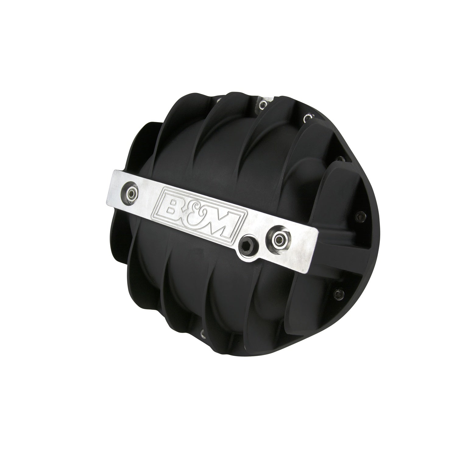B&M Hi-Tek Aluminum Differential Cover for GM 9.5-inch 14-bolt - Black - Photo - Primary Front