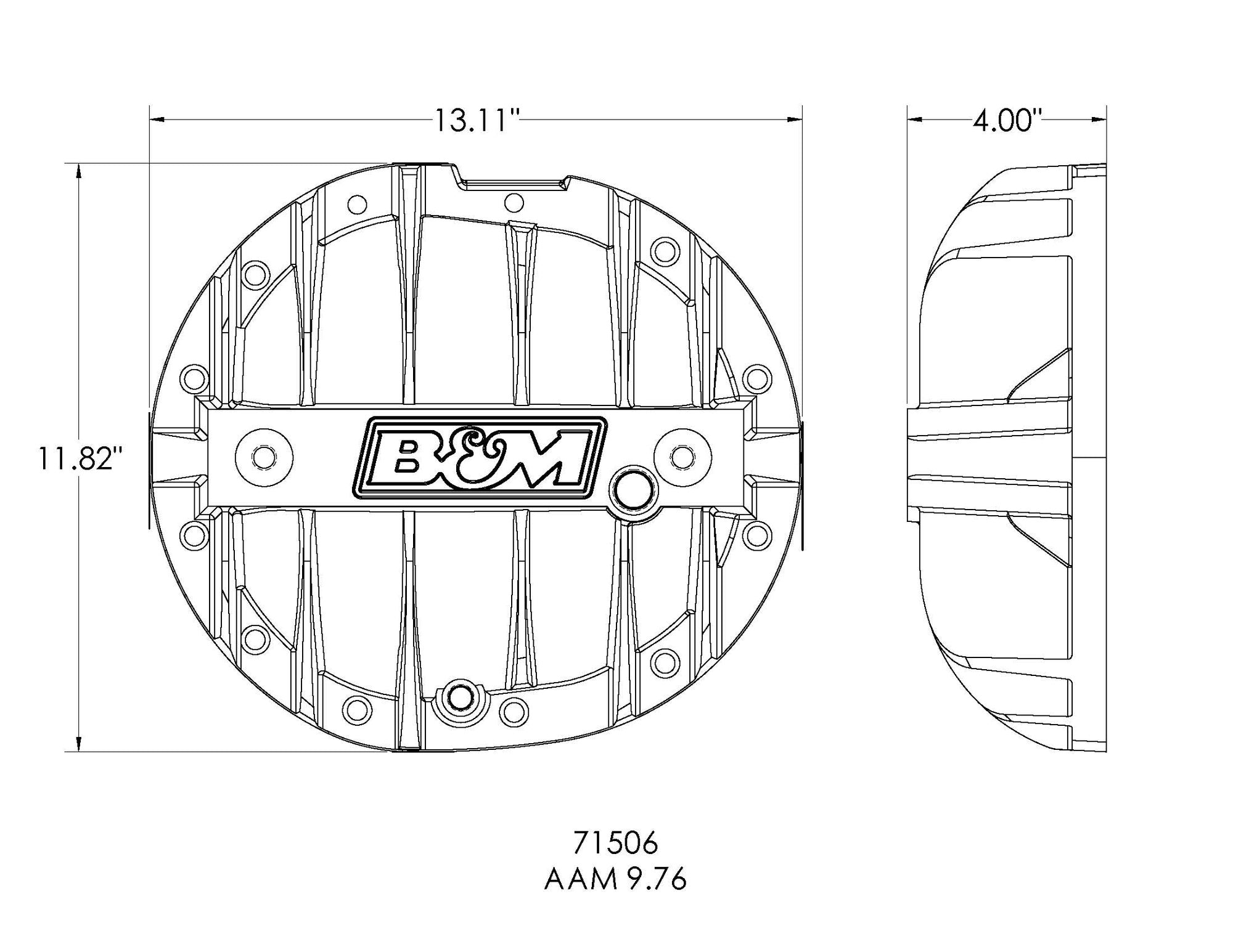B&M Hi-Tek Aluminum Differential Cover for AAM 9.5/9.76 - Black - Photo - out of package Right