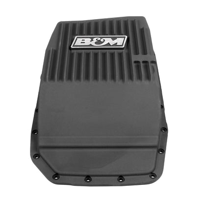 2009-2021 FORD F150 CAST TRANS PAN, 6R80 - B&M Hi-Tek Deep Transmission Pan -  Black Aluminum