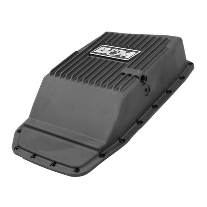 B&M Hi-Tek Deep Transmission Pan -  Black Aluminum - Photo - out of package Top