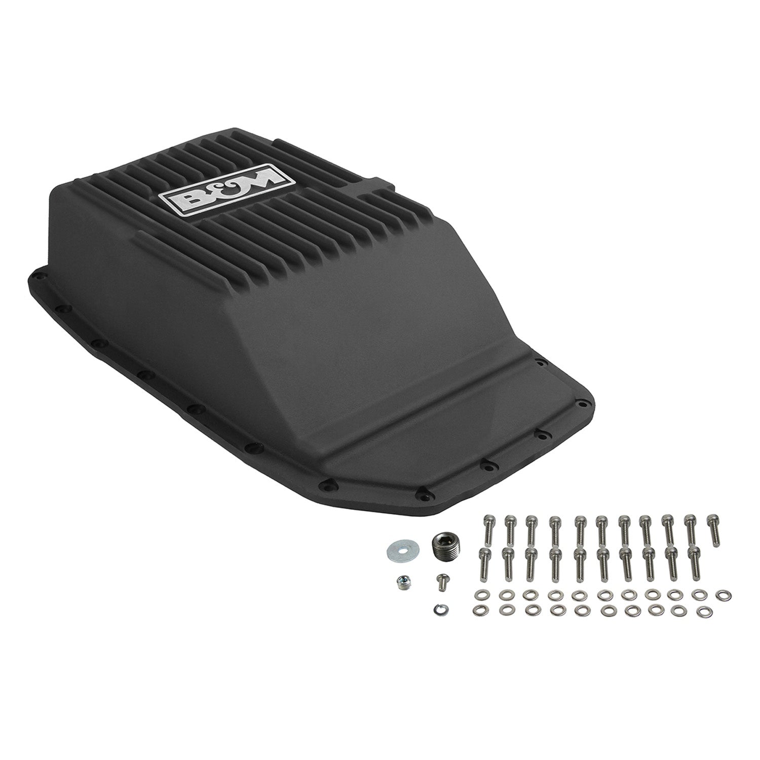 B&M Hi-Tek Deep Transmission Pan -  Black Aluminum - Photo - out of package Right