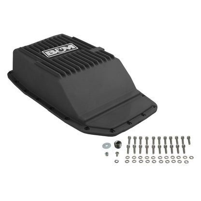 2009-2021 FORD F150 CAST TRANS PAN, 6R80 - B&M Hi-Tek Deep Transmission Pan -  Black Aluminum