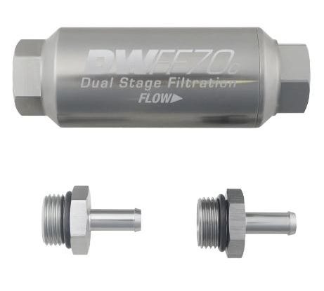Deatschwerks 5/16" 10 Micron 70MM Compact Inline Fuel Filter - 8-03-70C-010K-516