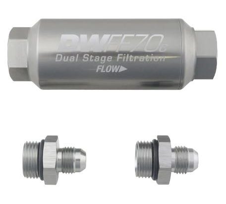 Deatschwerks -6AN 10 Micron 70MM Compact Inline Fuel Filter - 8-03-70C-010K-6