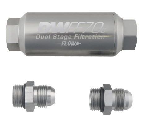 Deatschwerks -8AN 10 Micron 70MM Compact Inline Fuel Filter Kit - 8-03-70C-010K-8