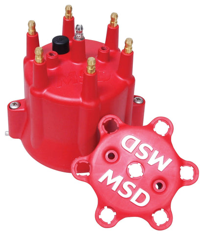 Dist Cap, Chevy 6 Cyl, Clip Down - Chevy MSD 6 Cylinder HEI Distributor Cap w/Retainer