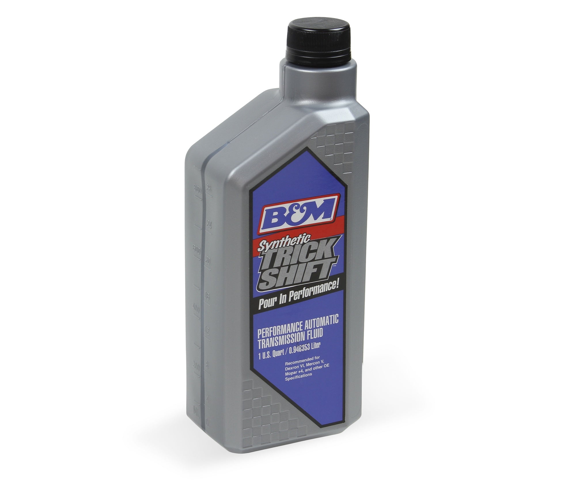 B&M Synthetic Trick Shift Automatic Transmission Fluid - 1 Quart Bottle - Photo - out of package Right