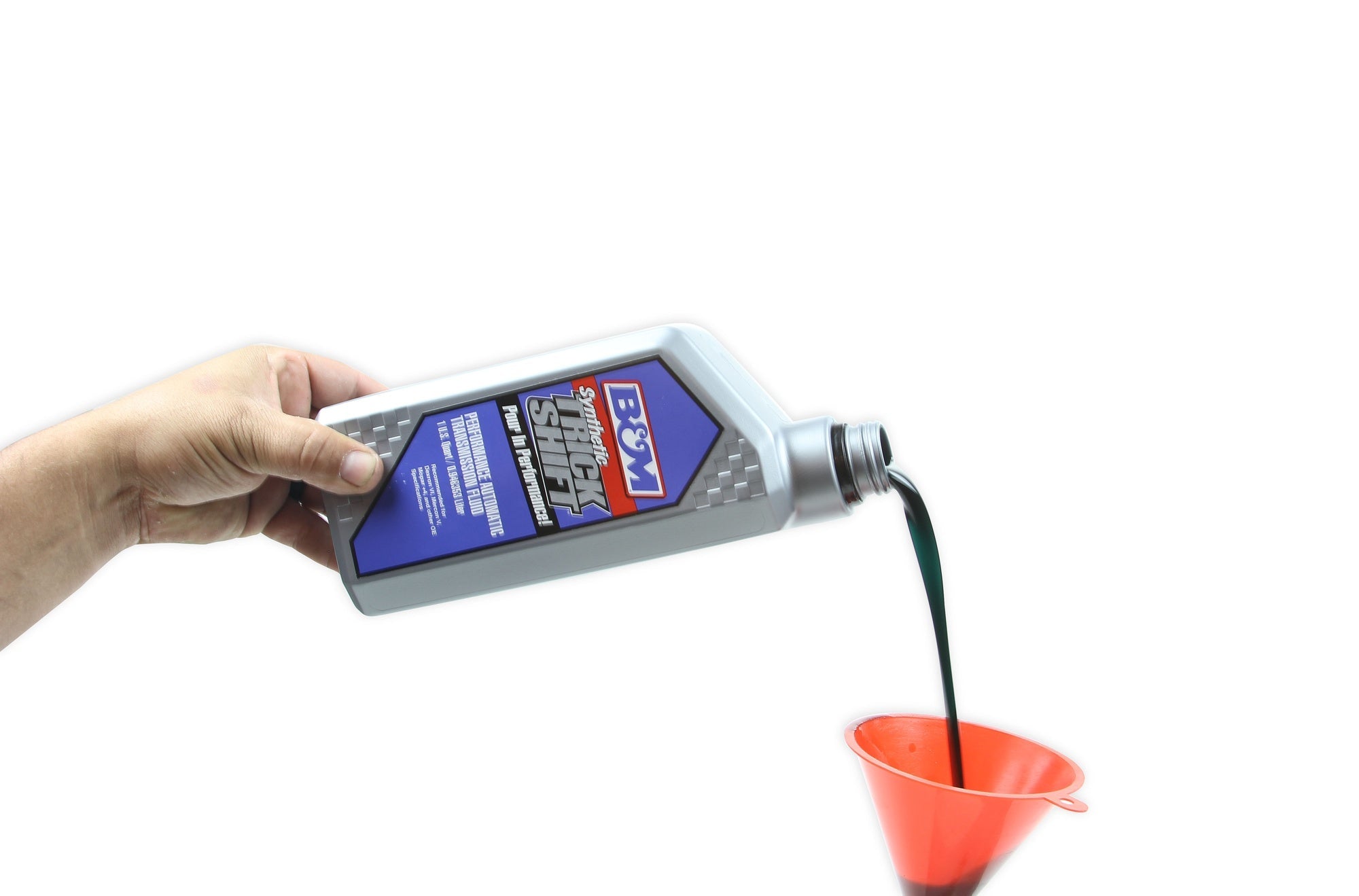 B&M Synthetic Trick Shift Automatic Transmission Fluid - 1 Quart Bottle - Photo - out of package Back