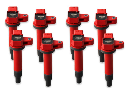 MSD Ignition Coil - Blaster Series - Toyota/Lexus V8 - 4.3L/4.7L - Red - 8-Pack - Photo - out of package Left