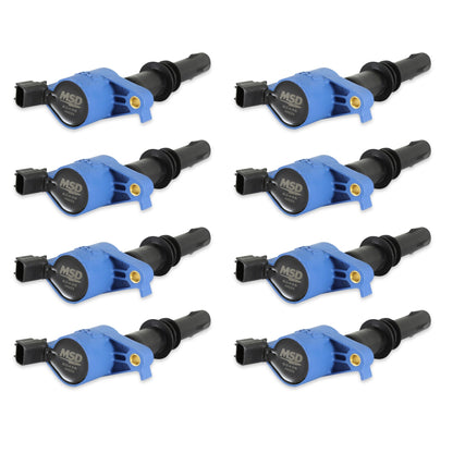 MSD Ignition Coil - Blaster - Ford 3-Valve V8 - Blue - 8-Pack - Photo - Primary Front