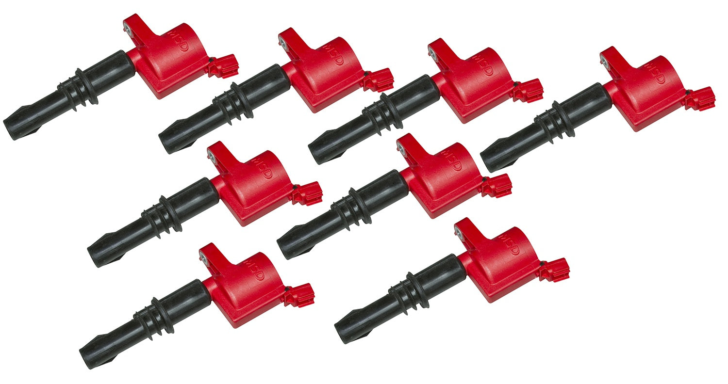 MSD Ignition Coil - Blaster - Ford 3-Valve V8 - Red - 8-Pack - Photo - Primary Front