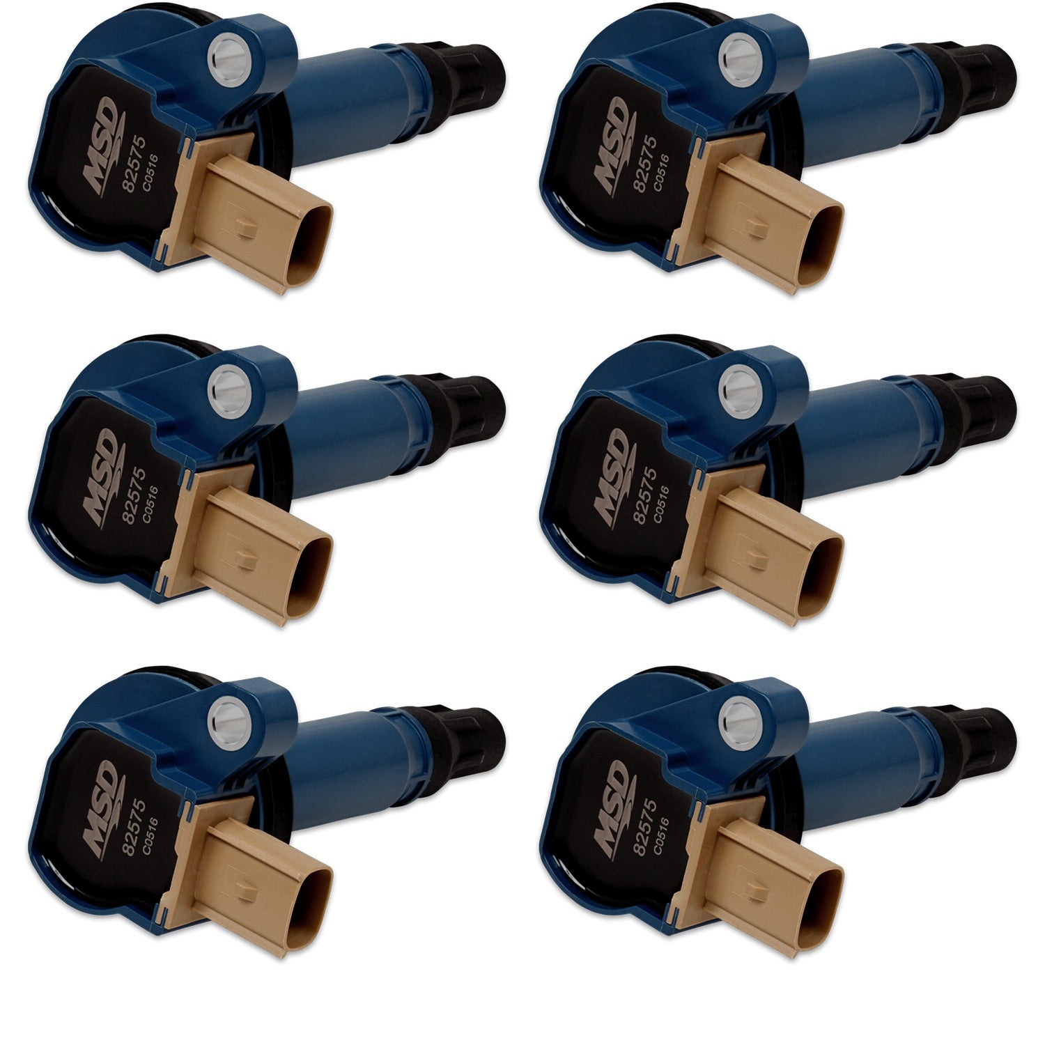 MSD Ignition Coil - Ford EcoBoost - 3.5L V6 - 3-Pin Connector - Blue - 6-Pack - Photo - out of package Top