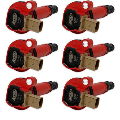 MSD Ignition Coil - Ford EcoBoost - 3.5L V6 - 3-Pin Connector - Red - 6-Pack - Photo - out of package Left