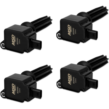 MSD Ignition Coil - Ford EcoBoost - 2.0L/2.3L L4 - Black - 4-Pack - Photo - out of package Back