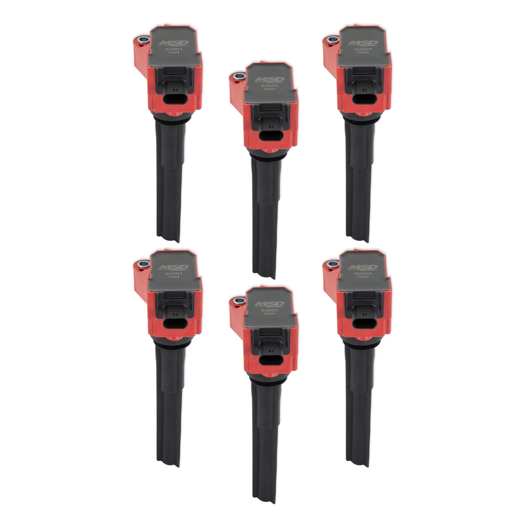 COILS, RED, FORD ECO-BOOST 2.7L V6, 6-PK - MSD Ignition Coil - Ford EcoBoost - 2.7L / 3.0L V6 - Red - 6-Pack