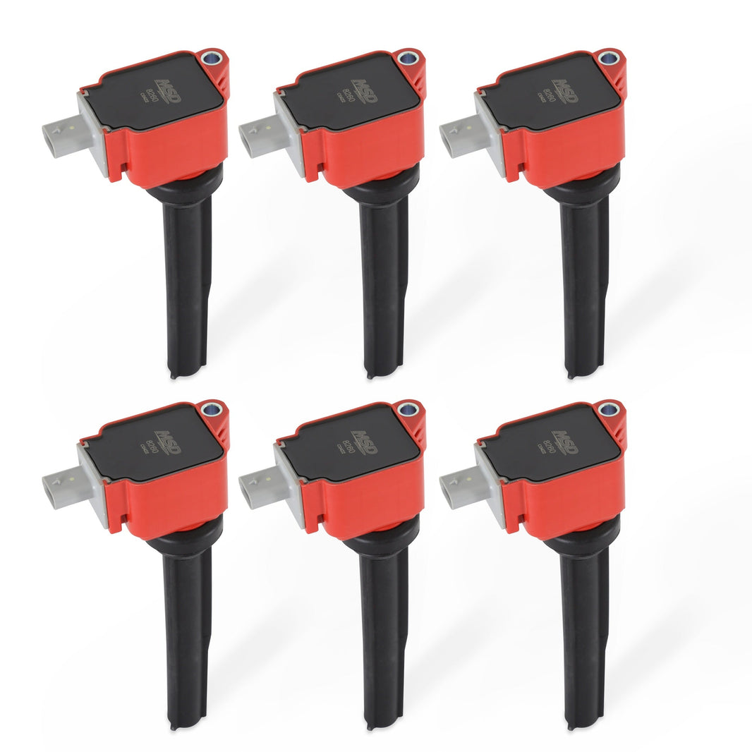 MSD Ignition Coil - Ford EcoBoost -  2.7L V6 - Red - 6-Pack - Photo - Primary Front