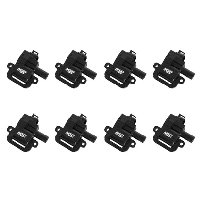 Bobine d'allumage MSD Blaster Series pour moteurs GM LS1/LS6 (98-06), lot de 8, noire. Compatible avec les moteurs LS1/LS6.