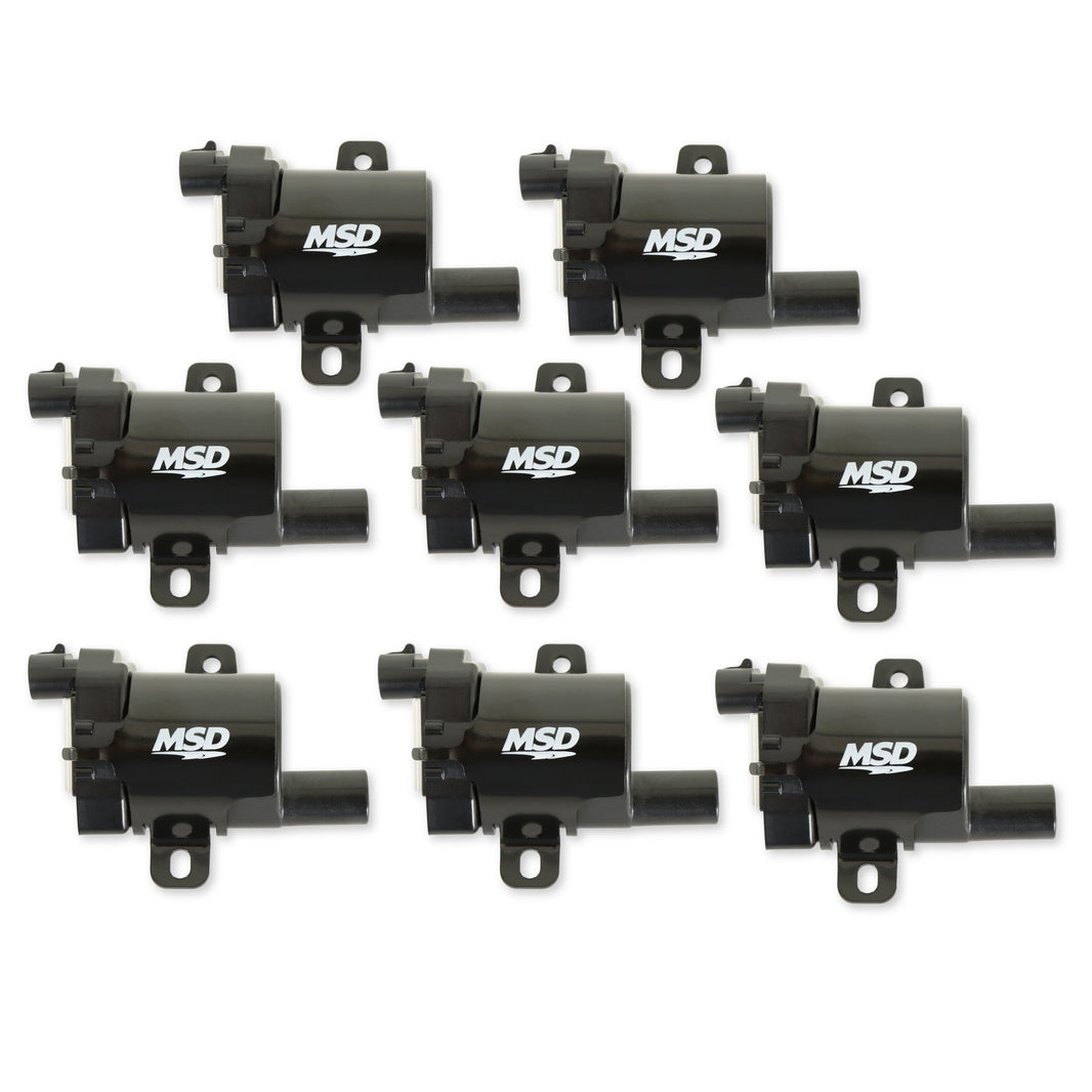 MSD Ignition Coil - Blaster Series - L-Series Truck Engine - Black - 8-Pack - Photo - Primary Front
