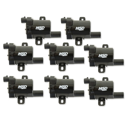 MSD Ignition Coil - Blaster Series - L-Series Truck Engine - Black - 8-Pack - Photo - Primary Front