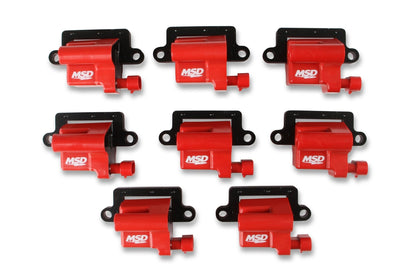 MSD Ignition Coil - GM LS Blaster Series - L-Series Truck Engine - Red - 8-Pack - Photo - Primary Front
