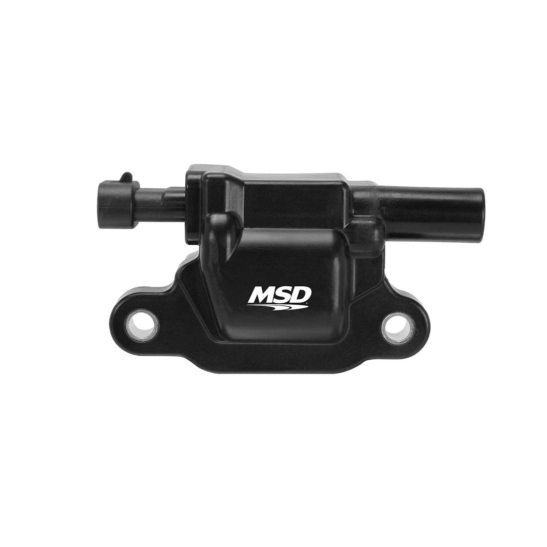 Bobine d'allumage MSD noire pour moteurs GM LS Blaster Series (LS2/LS3/LS4/LS7/LS9, 1999-2009). Compatible avec les camions GM LS (1999-2009).