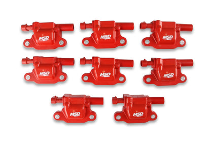 Bobines d'allumage MSD Blaster Series pour moteurs GM LS2/LS3/LS4/LS7/LS9 (2005-2013), lot de 8, rouges.