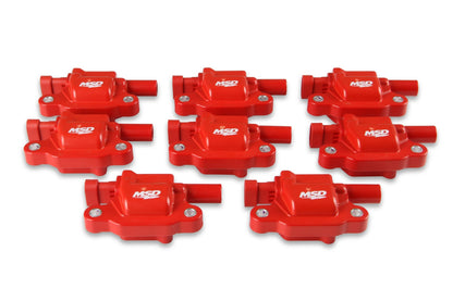 Bobines d'allumage MSD Blaster Series pour moteurs GM LS2/LS3/LS4/LS7/LS9 (2005-2013), lot de 8, rouges.
