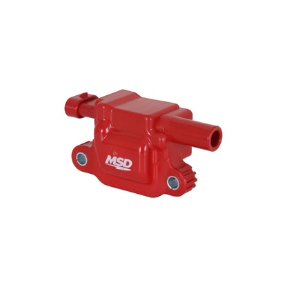 MSD Ignition Coil - Blaster Series - Gen V GDI Engine - Red - 8-Pack - Square - Photo - out of package Left