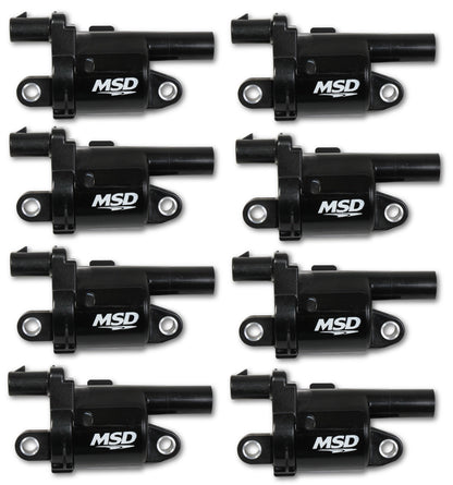 Coils, Blk, Round, '14 & up GM V8, 8-pk - MSD Ignition Coil - Blaster Series - Gen V GDI Engine - Black - 8-Pack- Round