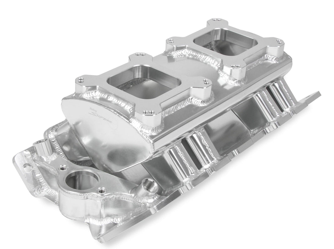 SNIPER FAB IM BBC 2X4150 SØLV MED LOGO - Sniper Plademetalfremstillet Indsugningsmanifold Big Block Chevy