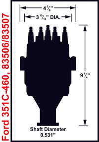 Blk Ready-to-Run Mar. Dist. Ford 351-460 - Ford 351C-460 Ready-to-Run Marine Distributor-Black