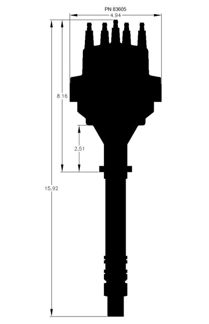 Distributor, Chevy V8 w/Module Blk Cap - Chevy V8 w/Internal Module Distributor and Black Cap