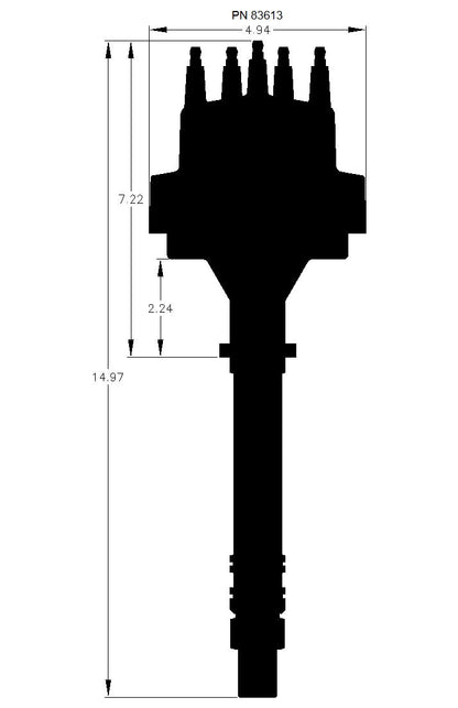 MSD Black Distrib.,Chevy V8,Billet VacAd - MSD Black Chevy V8 Pro-Billet Distributor with Vacuum Advance