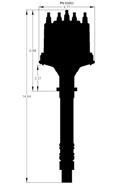 Blk Dist.,V8,LateMod GM HEI, Ext Coil - GM Late Model HEI V8 Ext Coil Distributor- Black