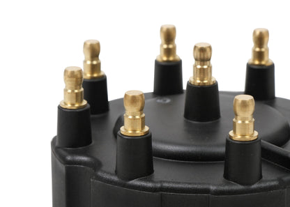 Blk Dist Cap,GM HEI,Late Model, Ext Coil - Black Distributor Cap, GM HEI, Late Model, Ext Coil