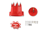 Distributor Cap/ Rotor Kit Chevy V8, HEI - MSD Red Cap/Rotor Kit