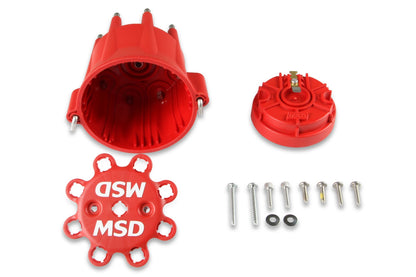 Fordelerdæksel/rotorsæt Chevy V8, HEI - MSD rødt dæksel/rotorsæt